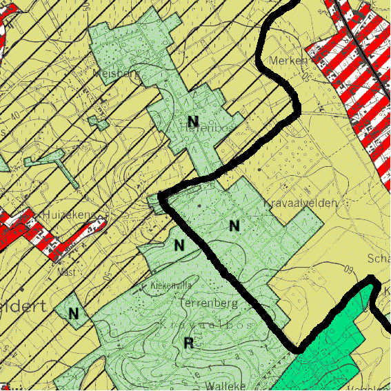 Mazenzele, Meldert en Asse - Kravaalbos - klik op het blok (2 km x 2 km) voor vergroting